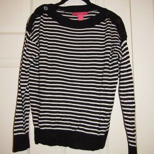 Catherine MaLandrino Black/White Striped Sweater w/Buttons XS